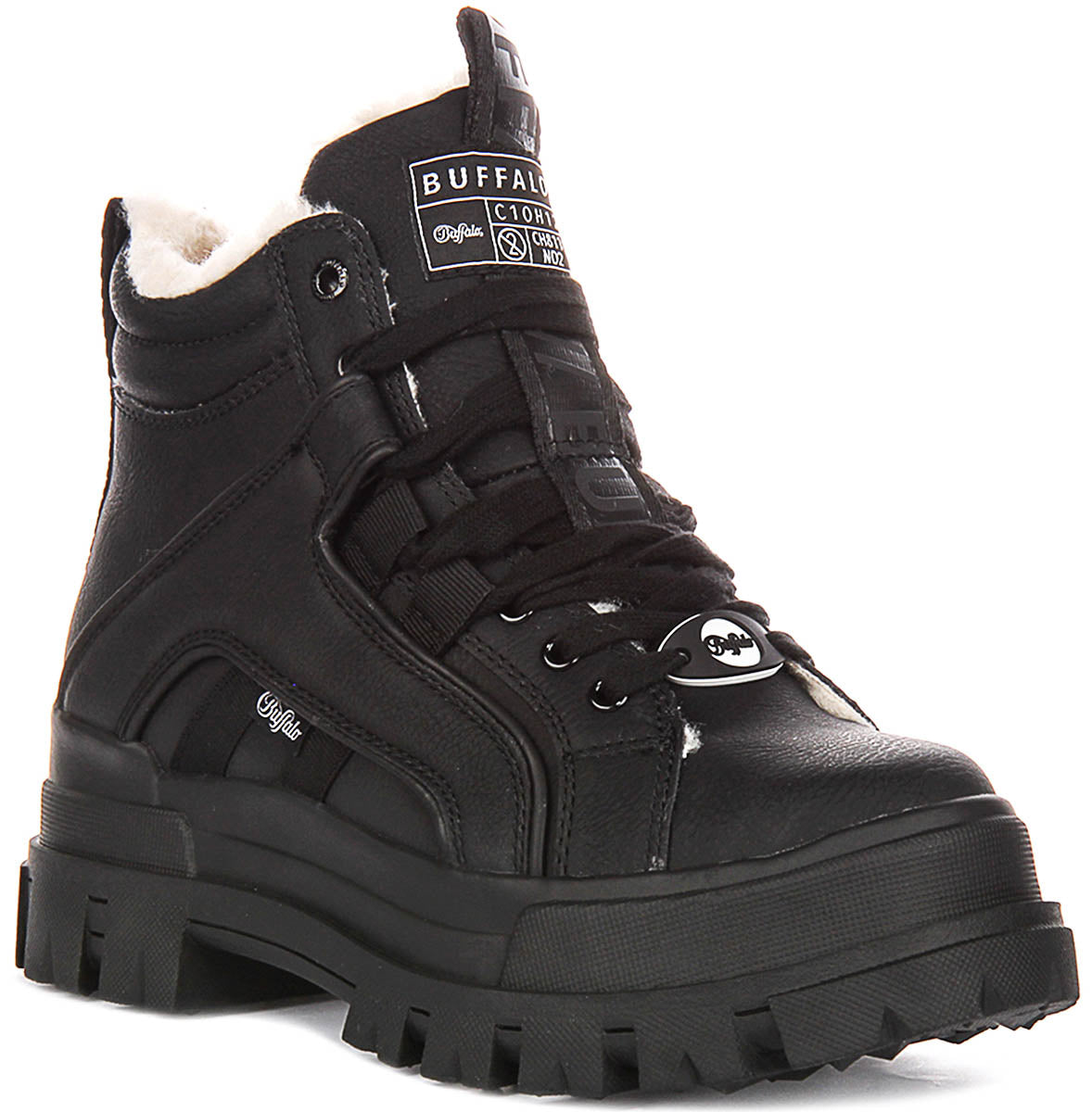 Buffalo Aspha Nc Mid Warm In Black For Women | Lace up Boots