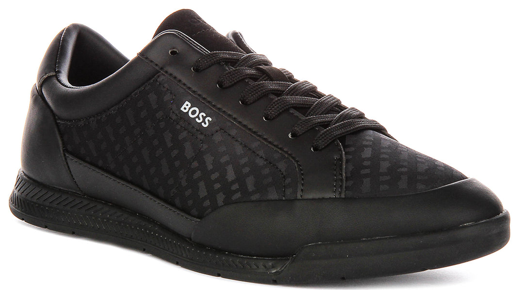 Boss Nitan Tennis All Over Logo In Black For Men