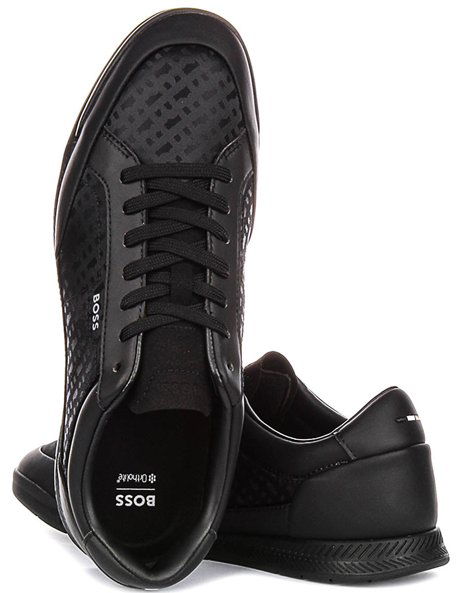 Boss Nitan Tennis All Over Logo In Black For Men