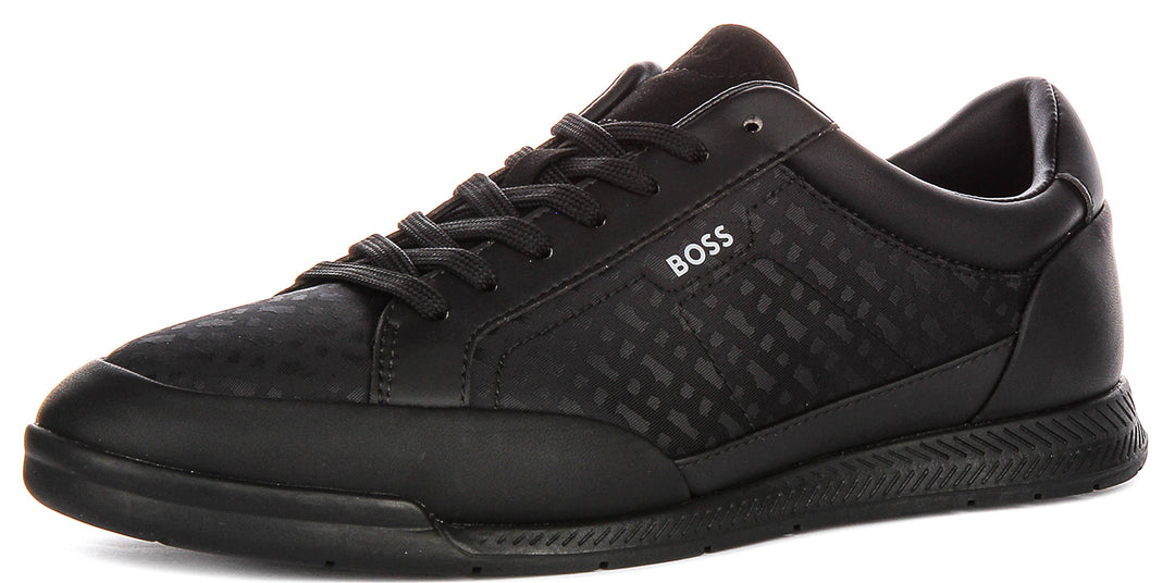 Boss Nitan Tennis All Over Logo In Black For Men