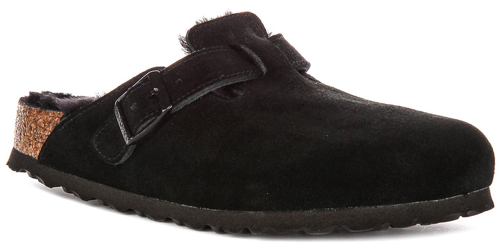 Birkenstock Boston Sherling In Black For Unisex
