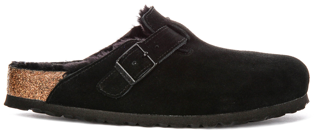 Birkenstock Boston Sherling In Black For Unisex