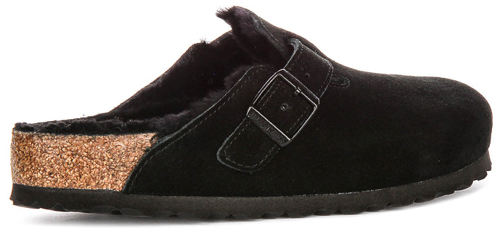 Birkenstock Boston Sherling In Black For Unisex
