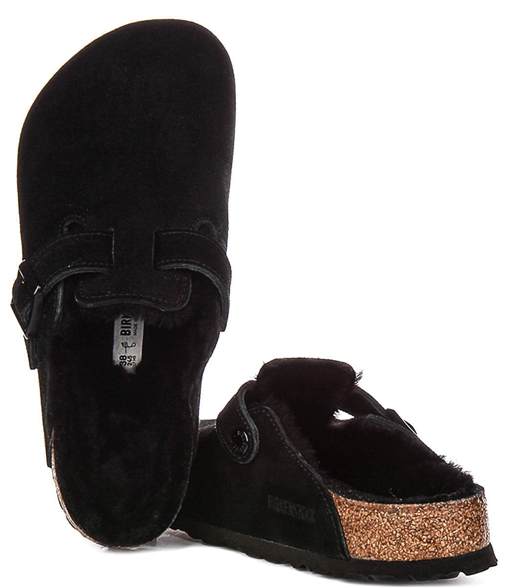 Birkenstock Boston Sherling In Black For Unisex