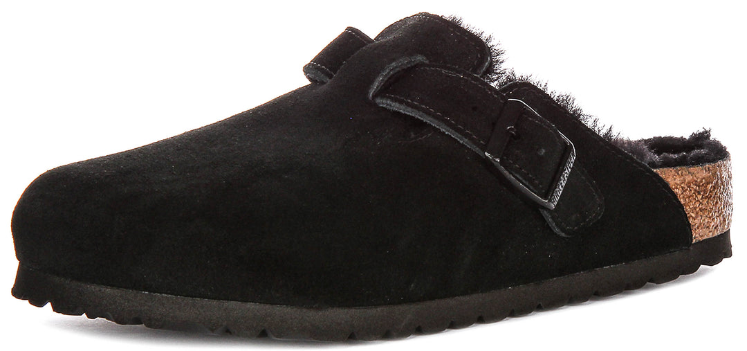 Birkenstock Boston Sherling In Black For Unisex