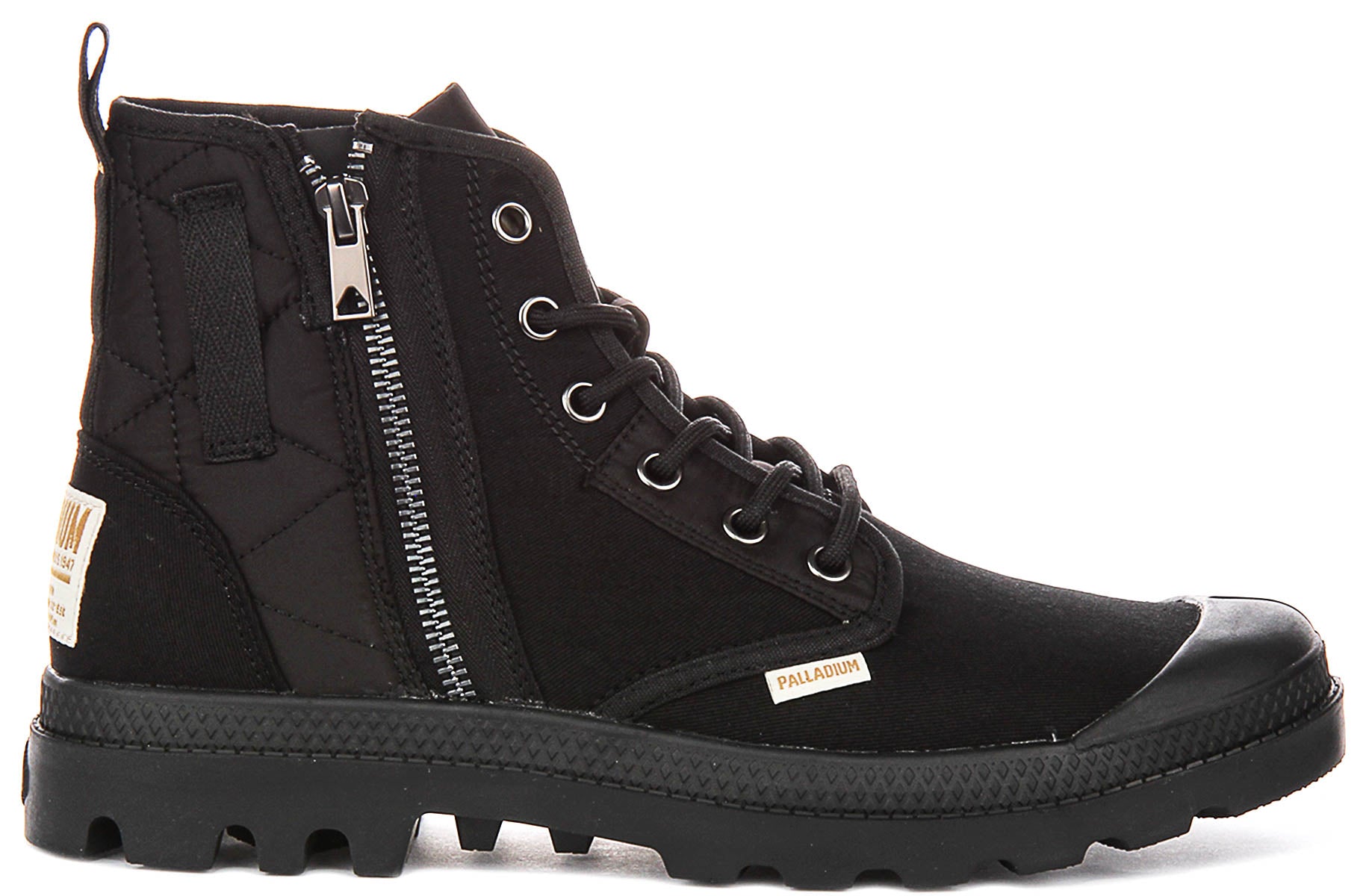 Palladium Pampa Detroit Z In Black | Lace up Side Zip Rugged Sole