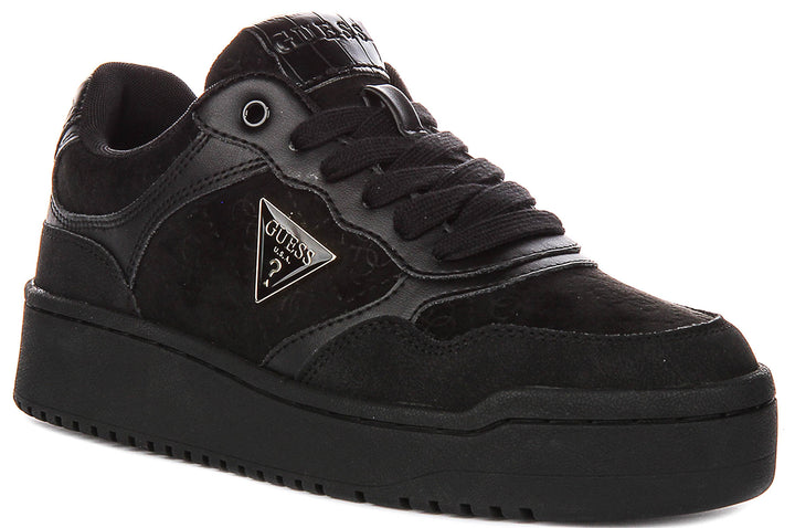Guess Miram10 Fur Sneaker In All Black For Women