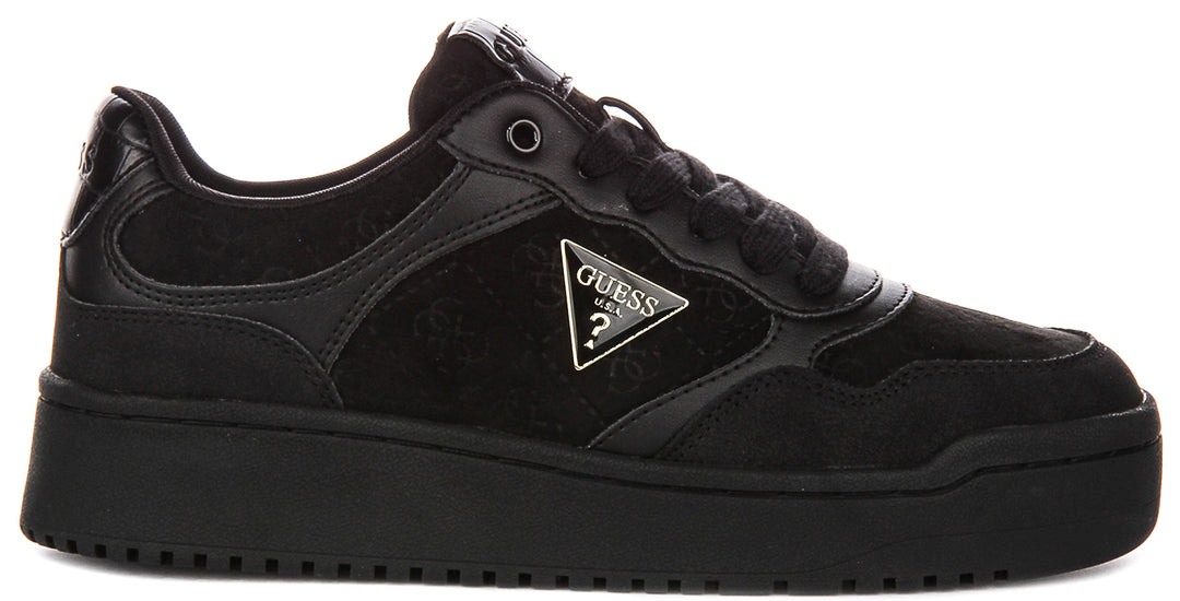 Guess Miram10 Fur Sneaker In All Black For Women