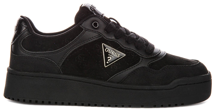 Guess Miram10 Fur Sneaker In All Black For Women