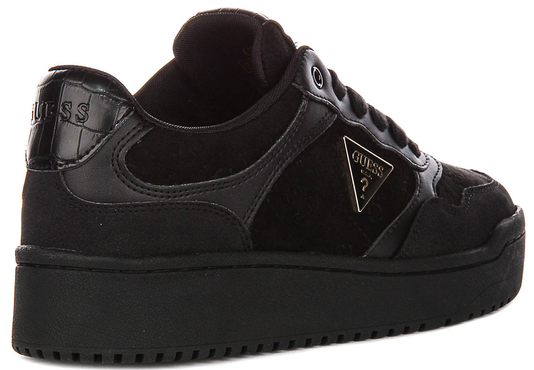 Guess Miram10 Fur Sneaker In All Black For Women