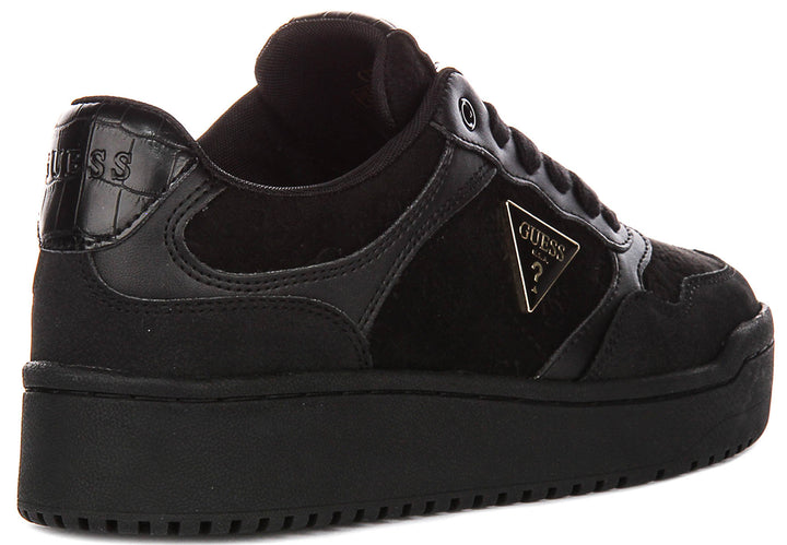 Guess Miram10 Fur Sneaker In All Black For Women