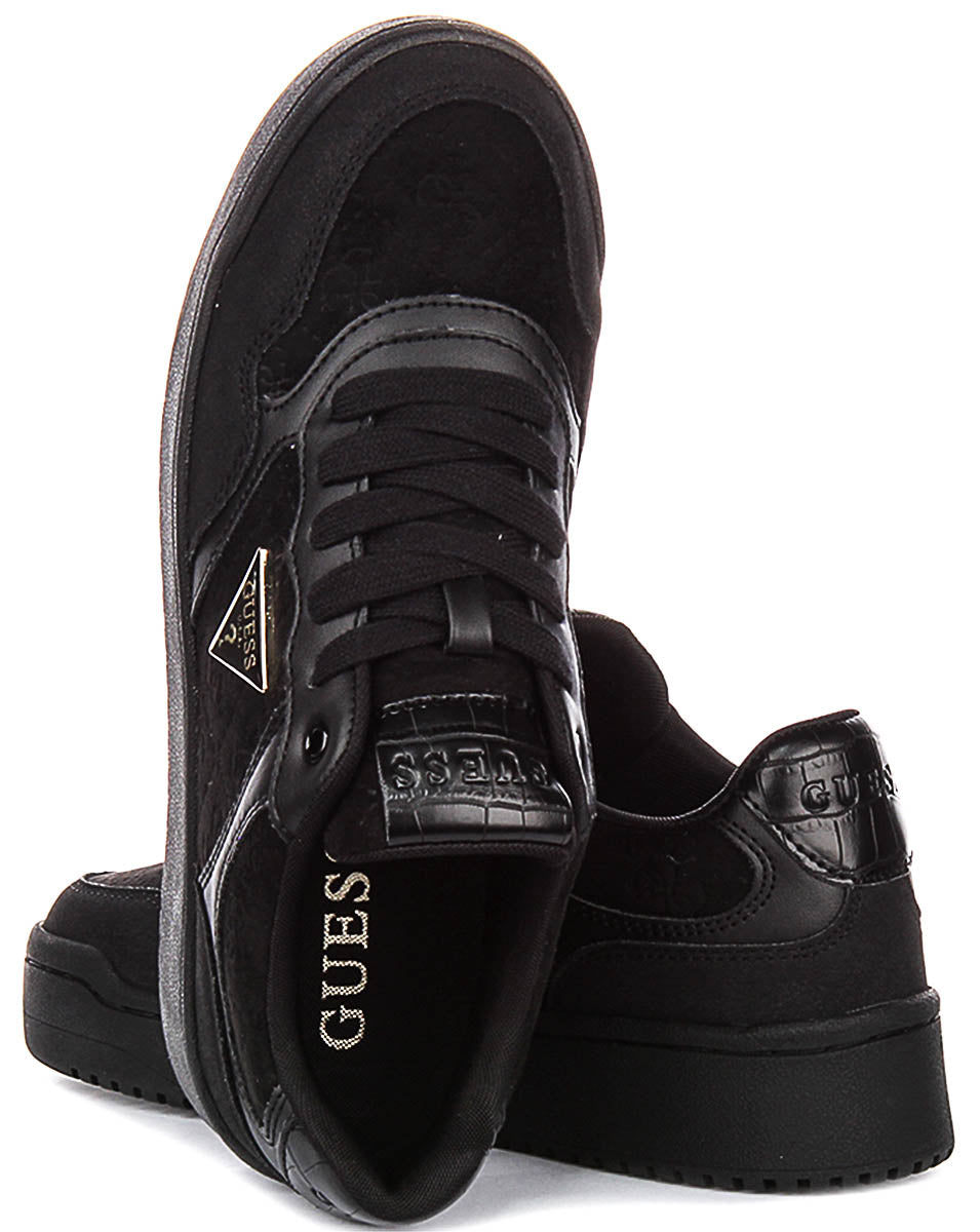 Guess Miram10 Fur Sneaker In All Black For Women