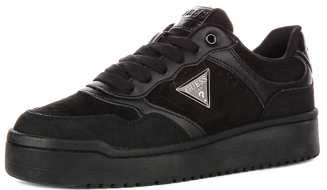 Guess Miram10 Fur Sneaker In All Black For Women