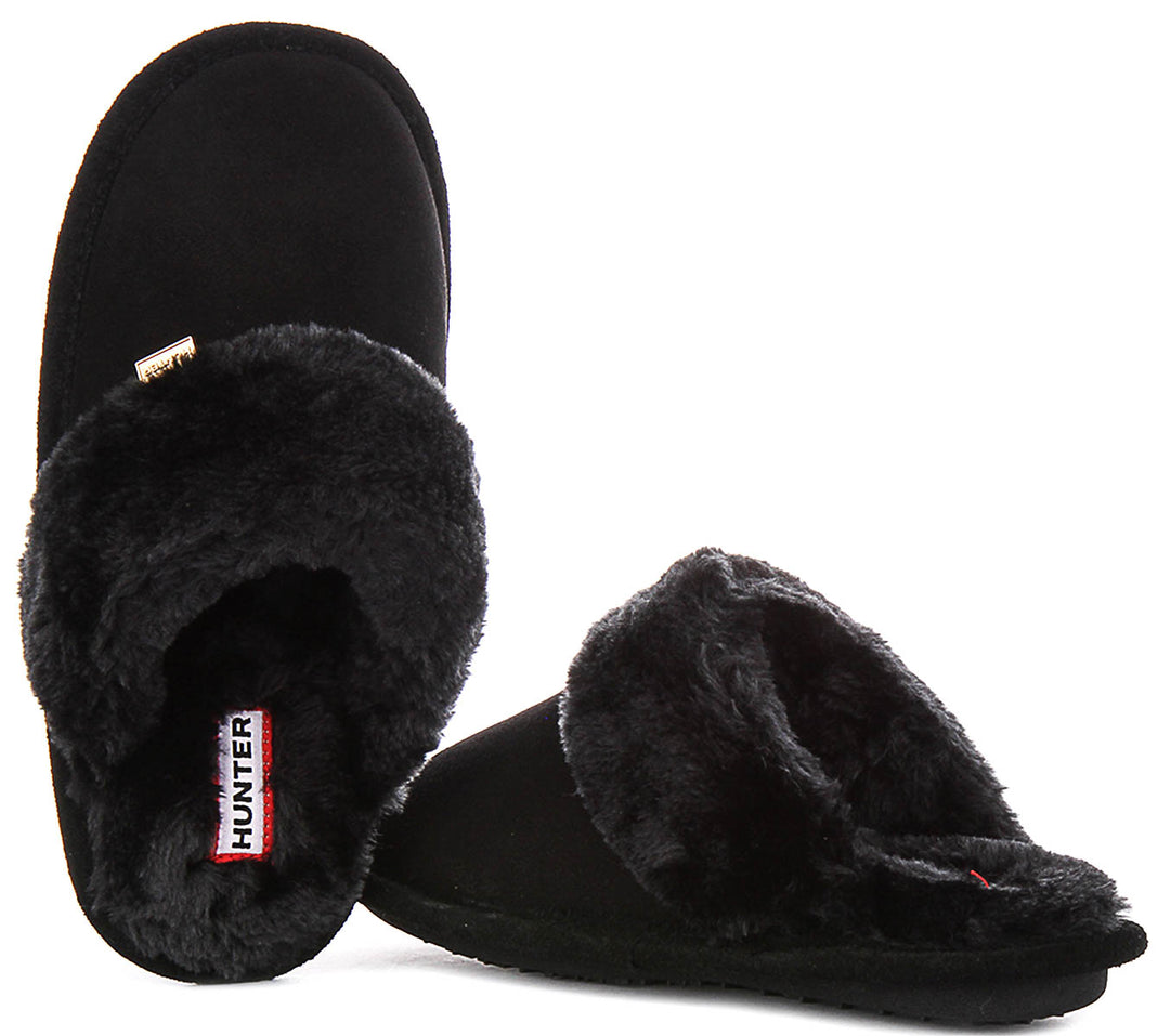 Hunter Womens Mule Slipper In Black