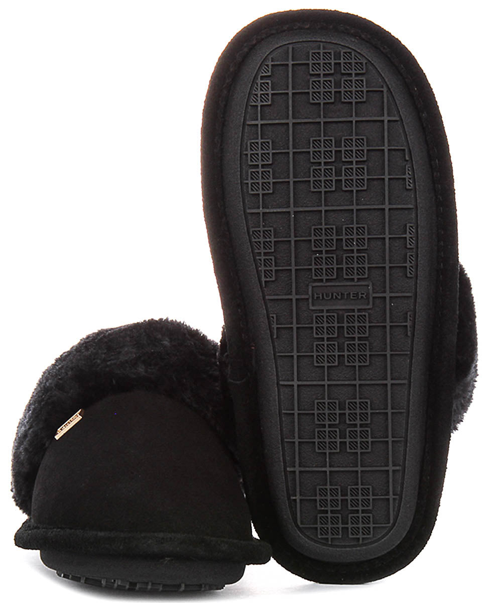 Hunter Womens Mule Slipper In Black