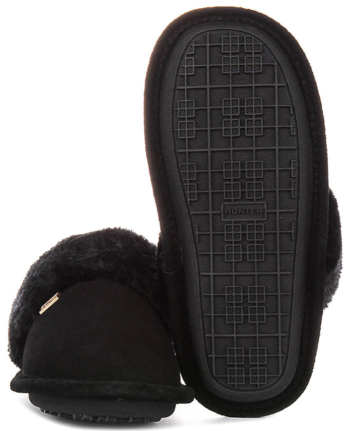 Hunter Womens Mule Slipper In Black