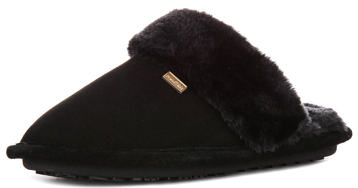 Hunter Womens Mule Slipper In Black