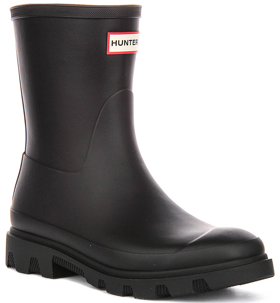 Hunter Downpour Short Bot In Black | Short Rubber Wellington Boots