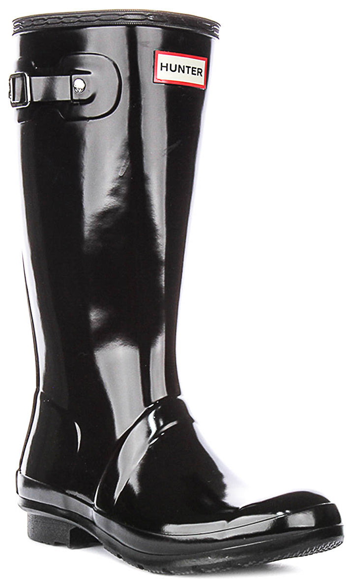 Hunter Original Gloss Boots In Black For Juniors