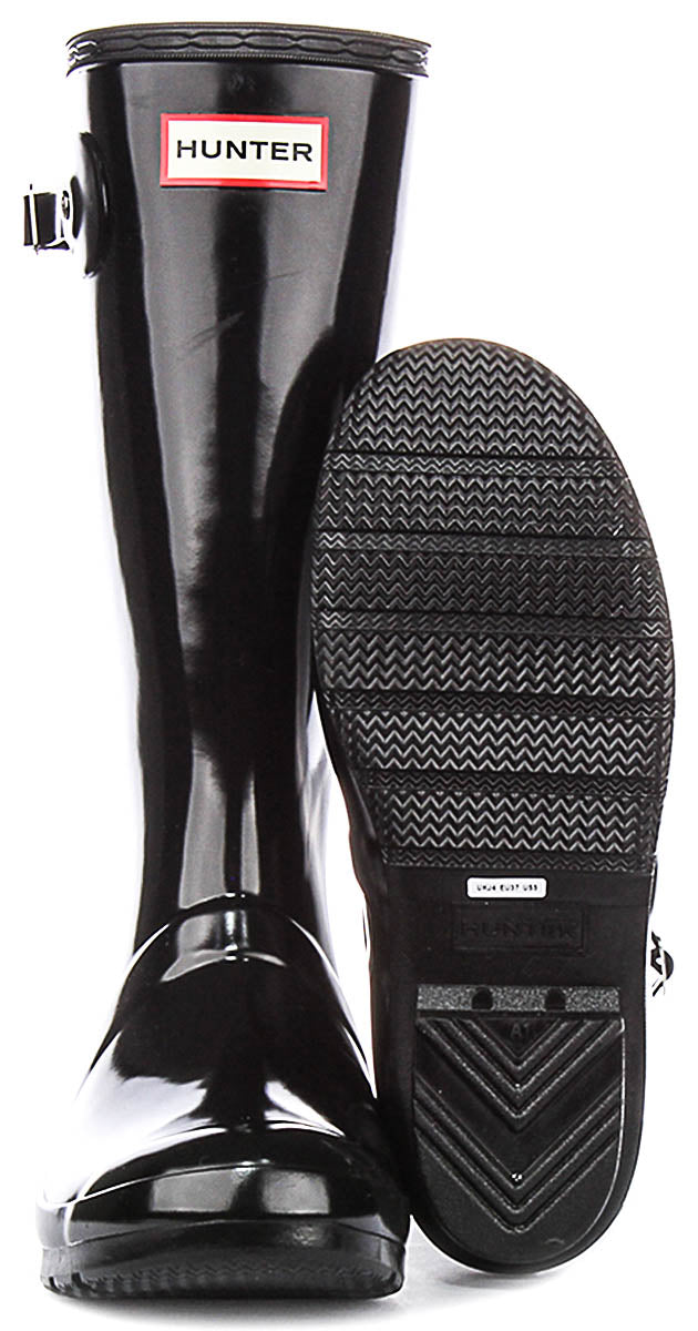 Hunter Original Gloss Boots In Black For Juniors