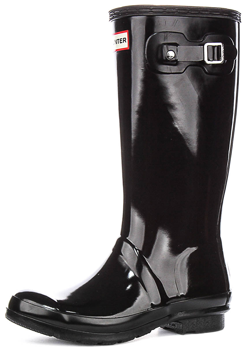 Hunter Original Gloss Boots In Black For Juniors