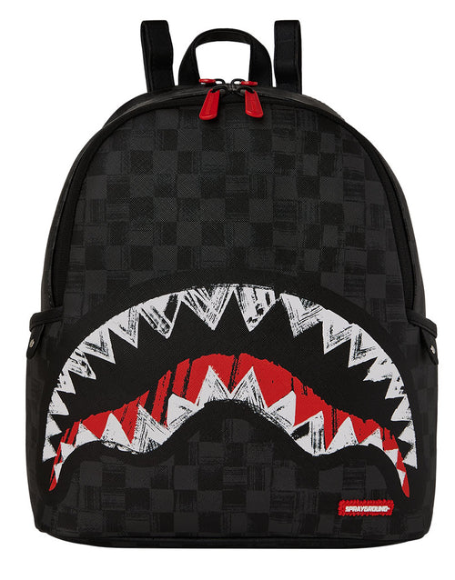 Sprayground Scribble Shark Savage Backpack In Black Check