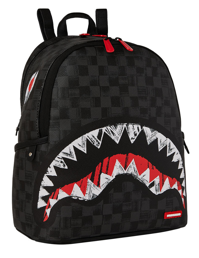 Sprayground Scribble Shark Savage Backpack In Black Check
