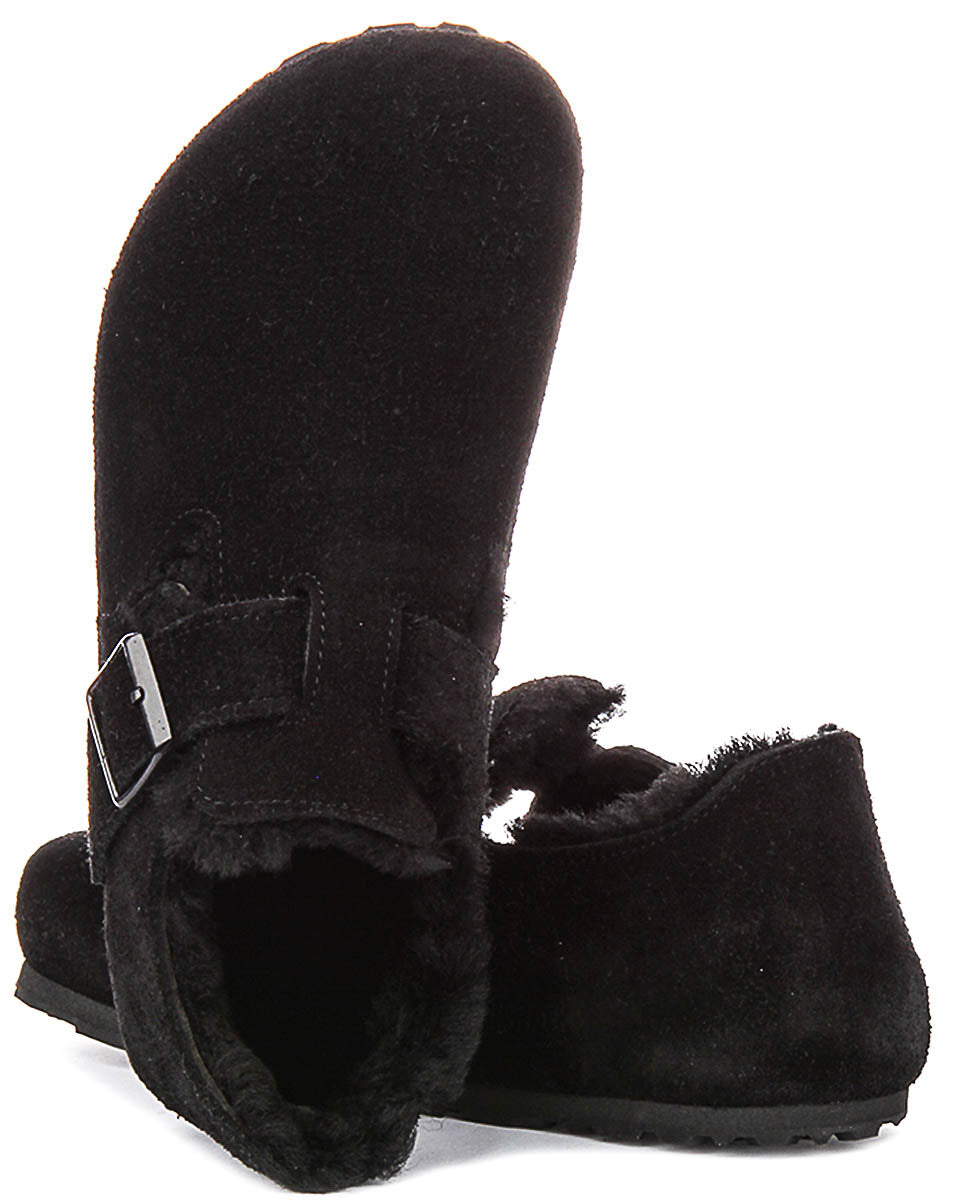 Birkenstock London Shearling In Black | Narrow Fit