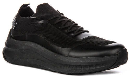 Calvin Klein Chunnky Knit Slip On Runner In Black For Men