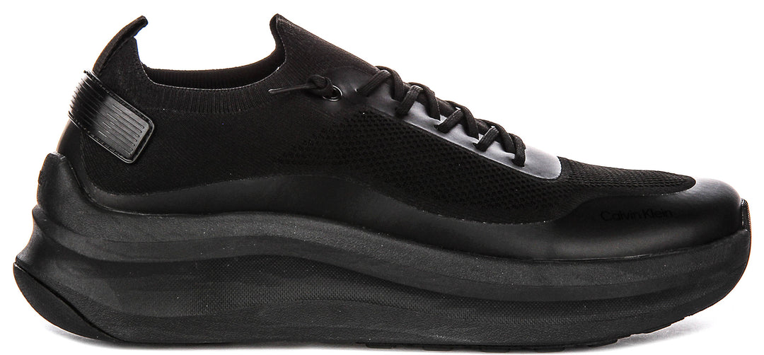 Calvin Klein Chunnky Knit Slip On Runner In Black For Men