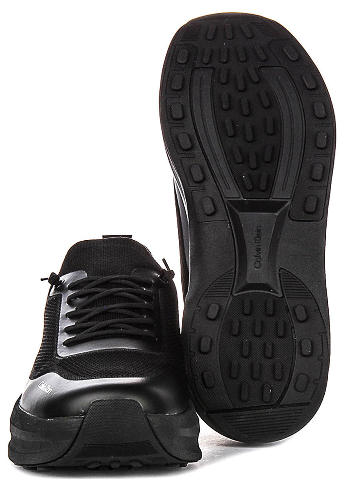 Calvin Klein Chunnky Knit Slip On Runner In Black For Men