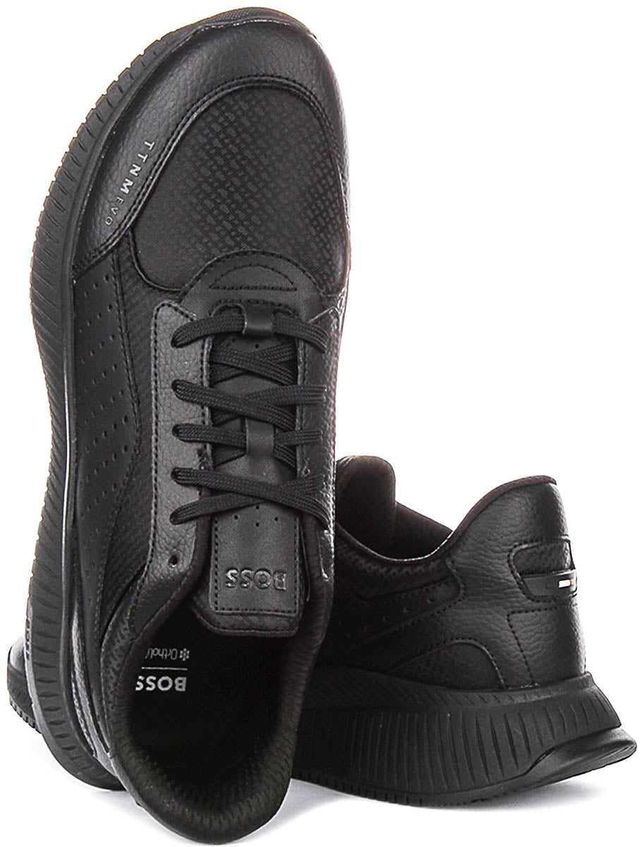 Boss Ttnm Evo Monogram Print Trainers In Black For Men
