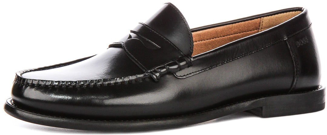 Boss Tevan Moccasin Loafers In Black For Men