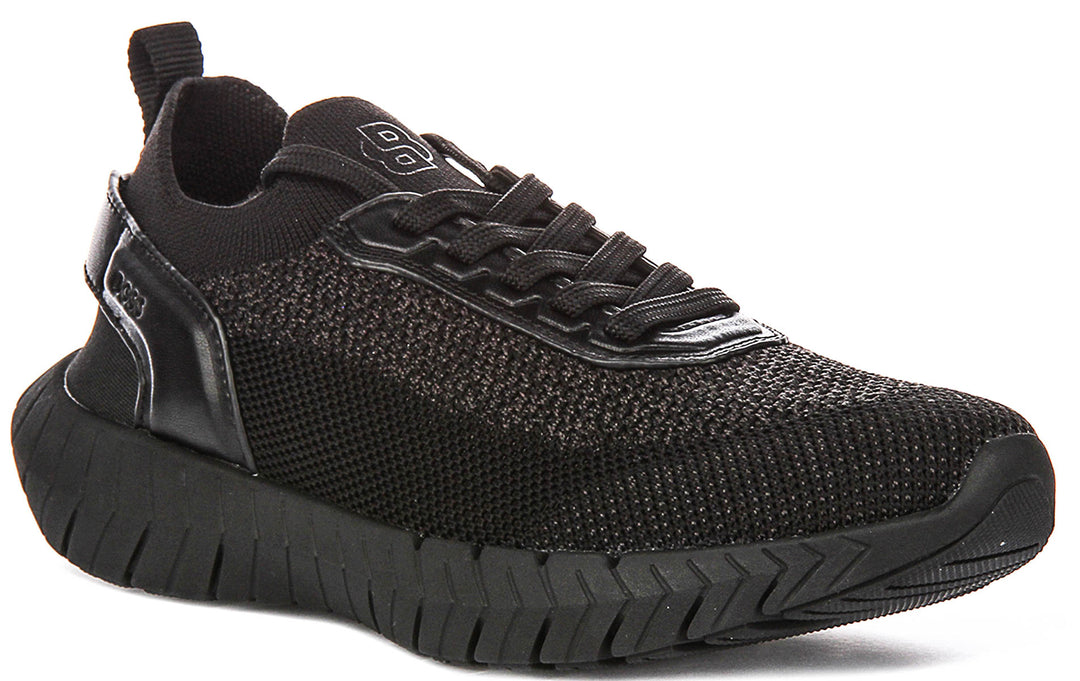Boss Motion Knit Sneaker In Black For Men