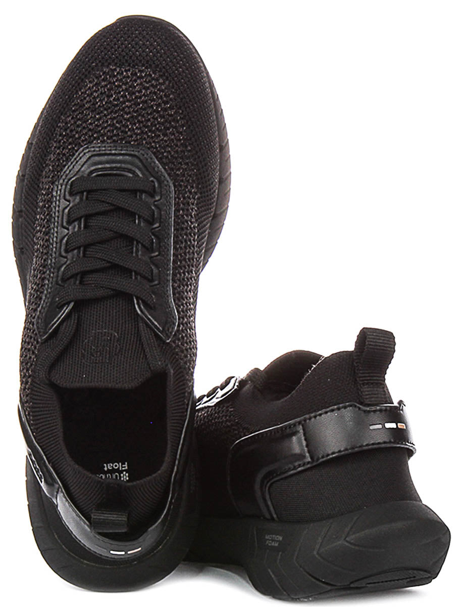 Boss Motion Knit Sneaker In Black For Men