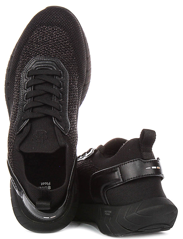 Boss Motion Knit Sneaker In Black For Men