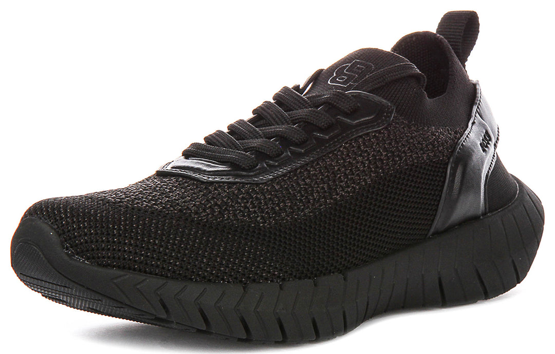 Boss Motion Knit Sneaker In Black For Men