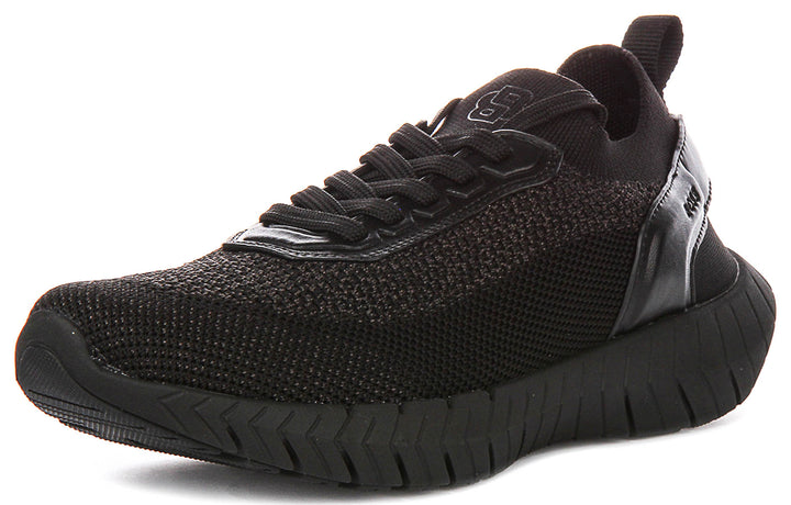 Boss Motion Knit Sneaker In Black For Men