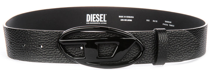 Diesel B-1DR Leather Belt In Black For Men