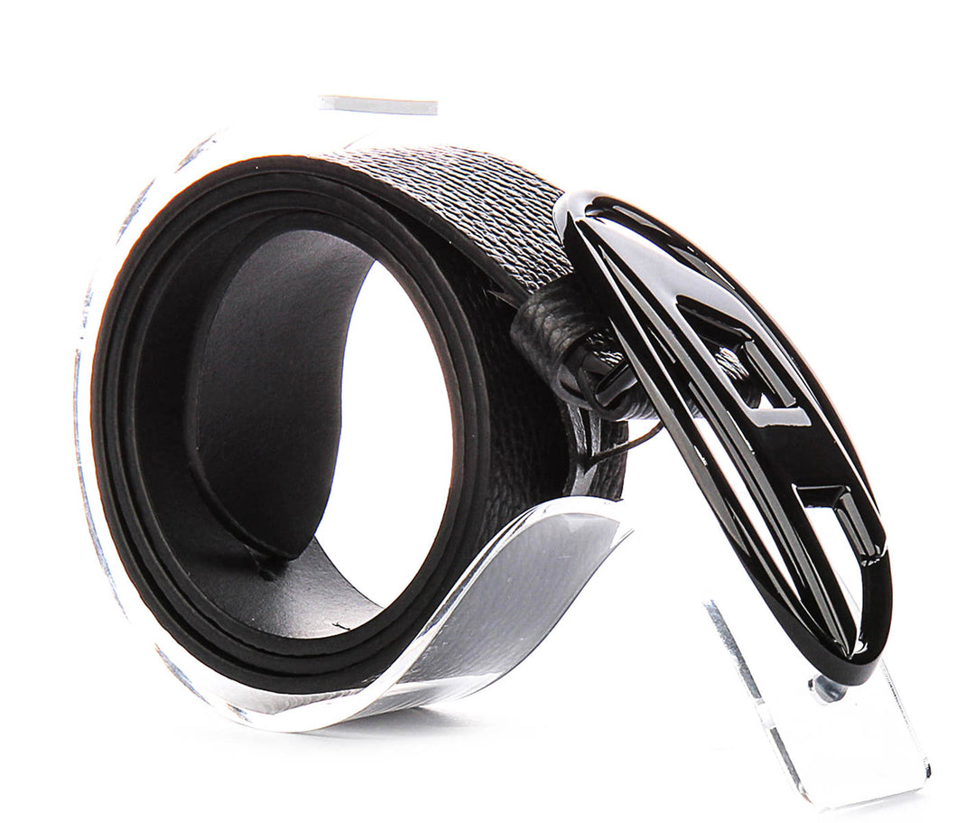 Diesel B-1DR Leather Belt In Black For Men