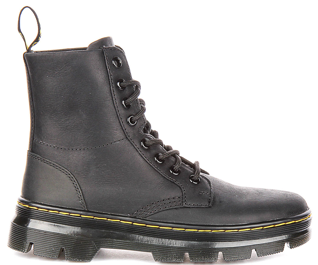 Dr Martens Combs Leather In Black Boots