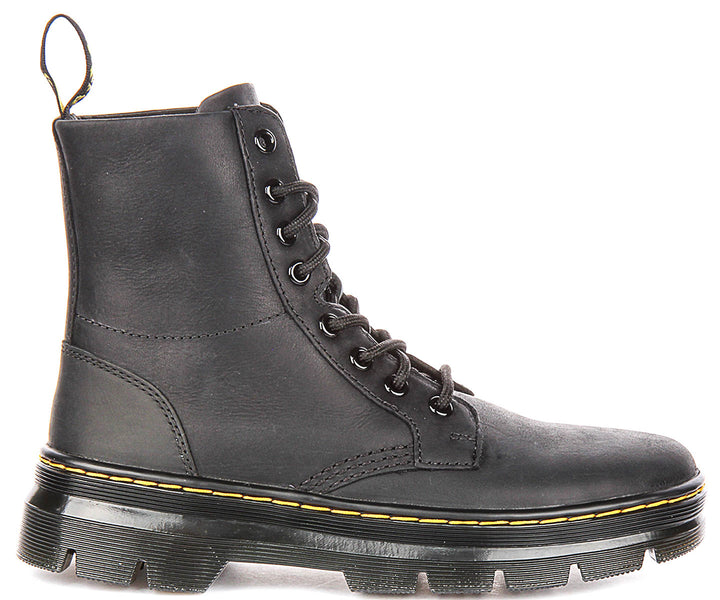 Dr Martens Combs Leather In Black Boots