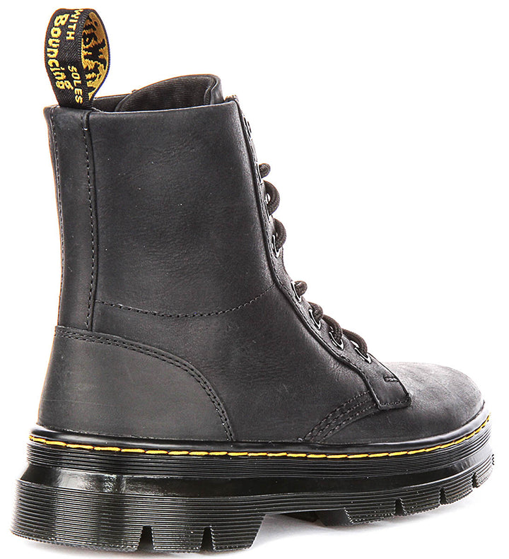 Dr Martens Combs Leather In Black Boots