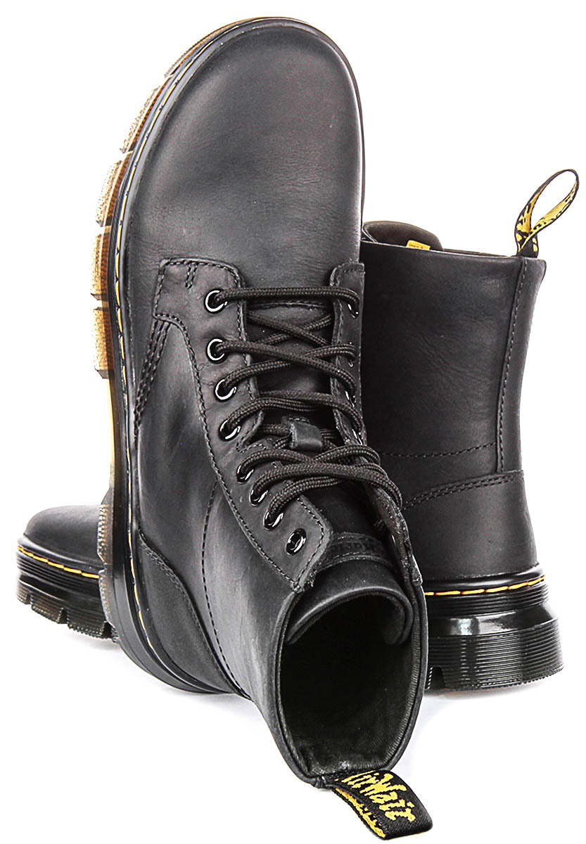 Dr Martens Combs Leather In Black Boots