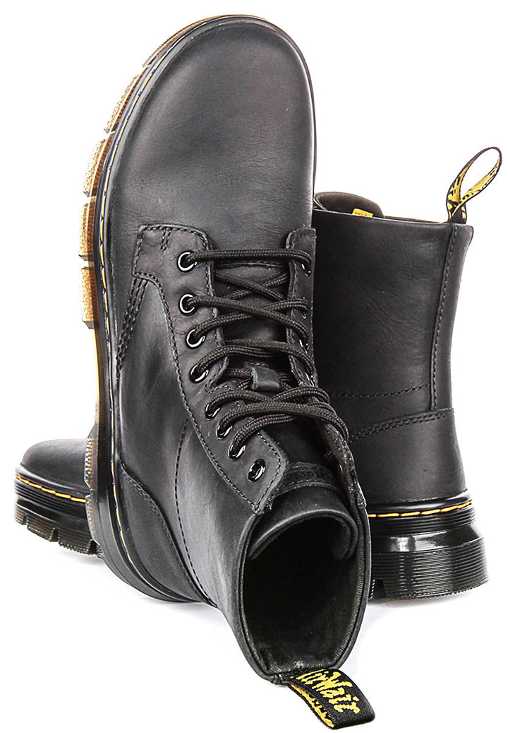 Dr Martens Combs Leather In Black Boots