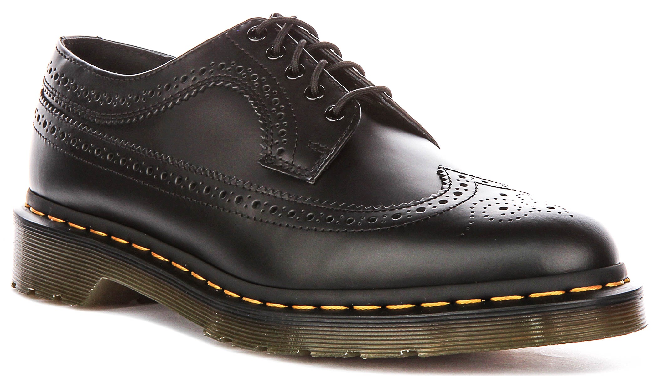 Dr Martens 3989 Yellow Stich In Black Leather | Mens Brogues Shoes