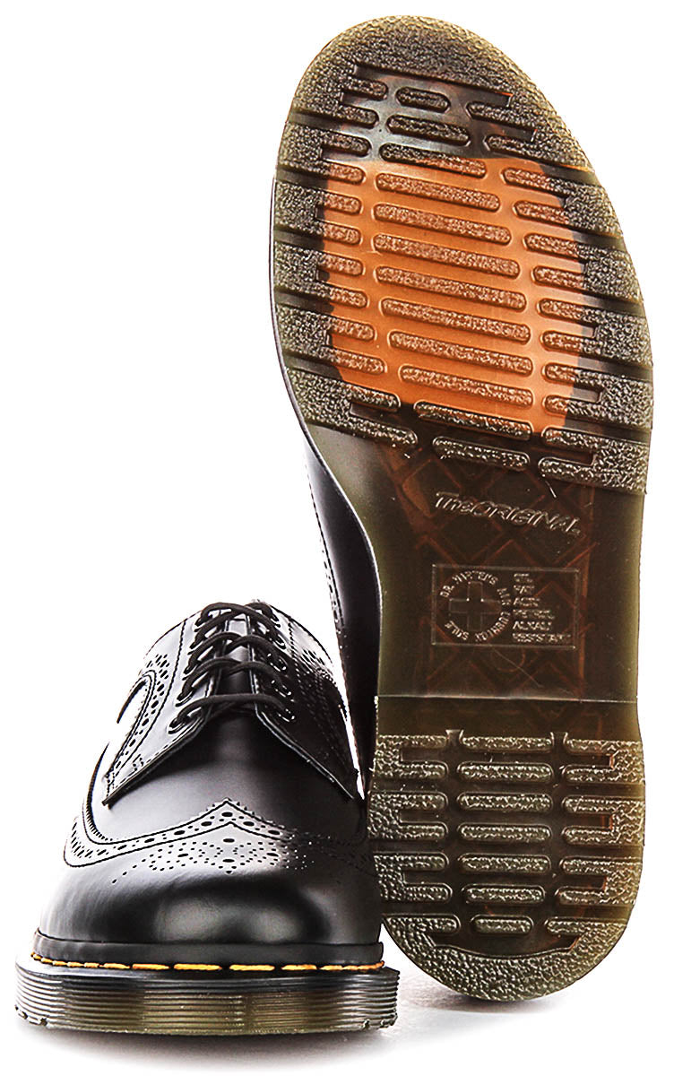Dr Martens 3989 Brogue Yellow Stich In Black Leather