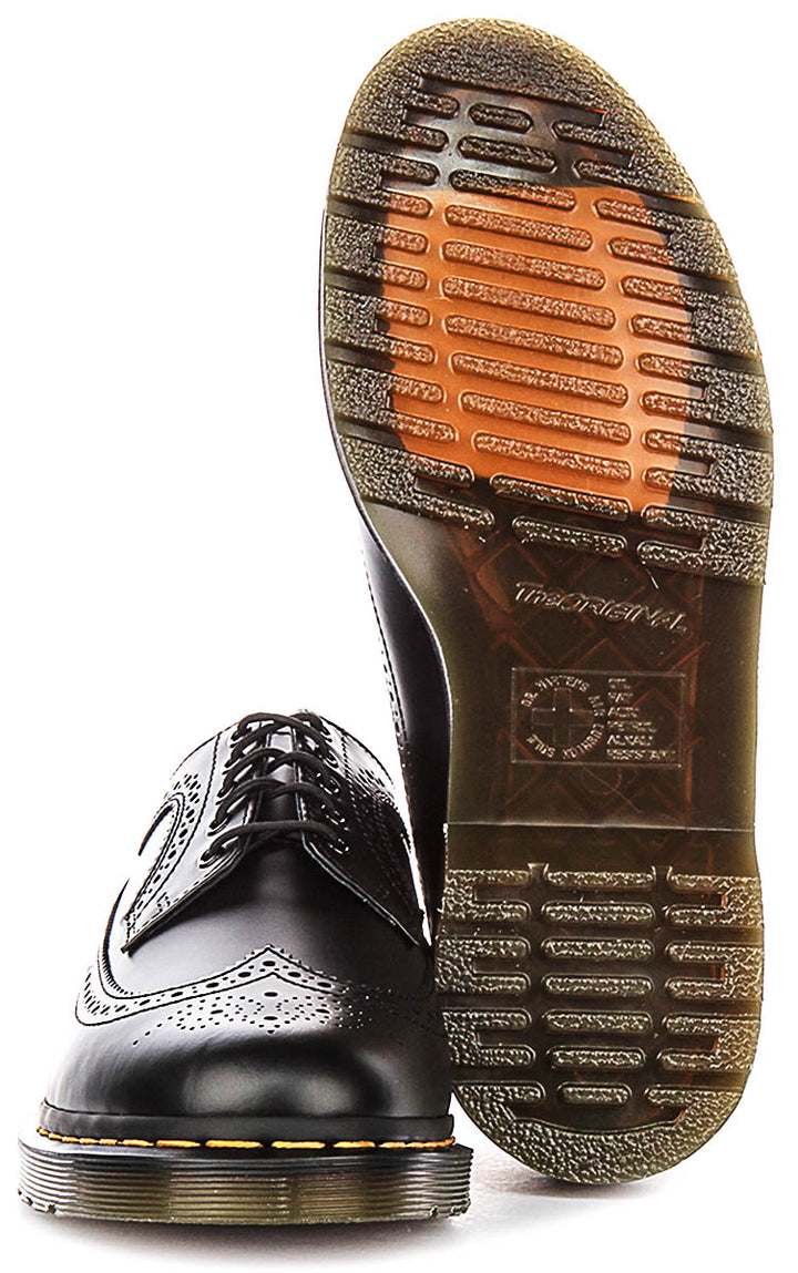 Dr Martens 3989 Brogue Yellow Stich In Black Leather