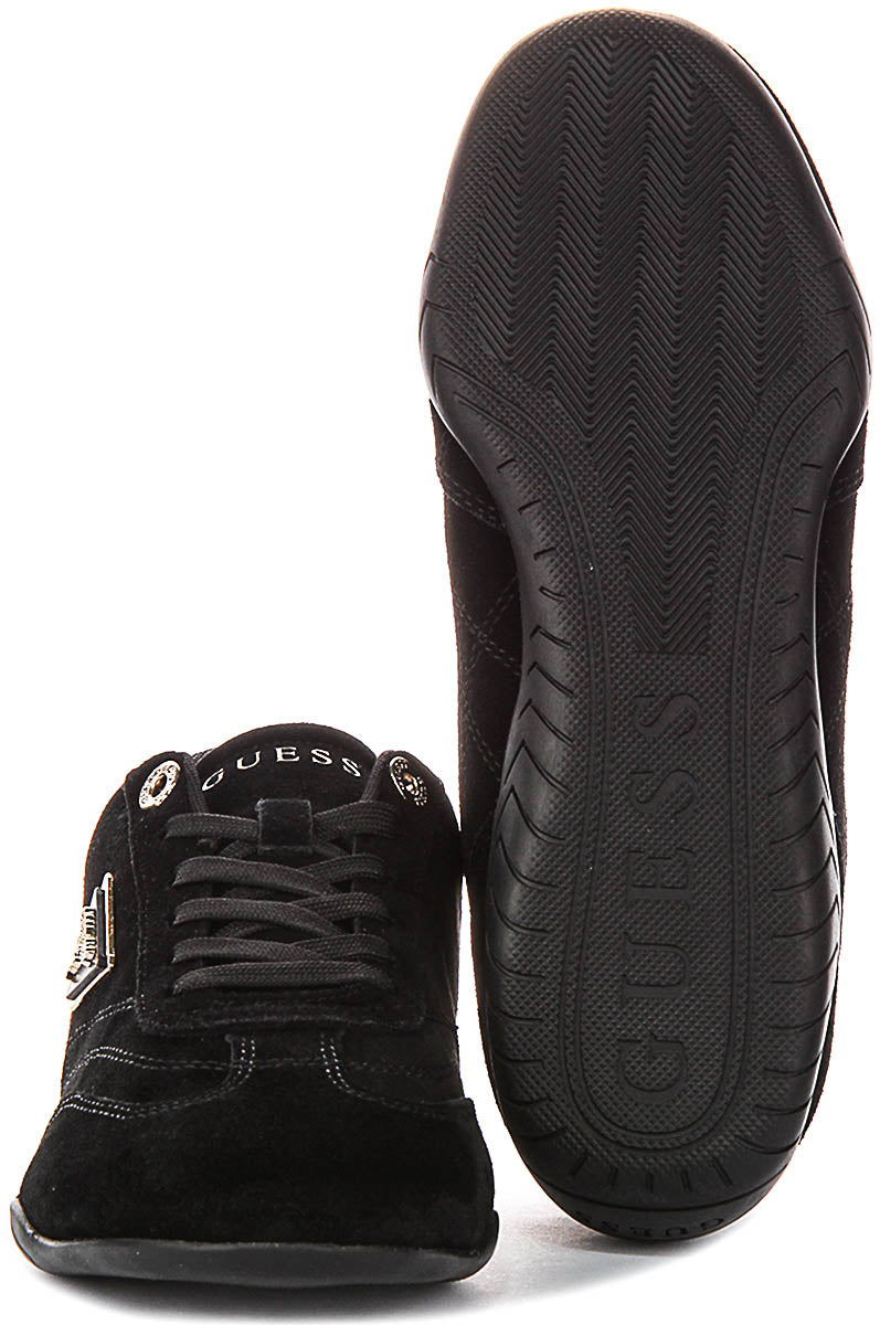Guess Gabiey Suede Running Shoes In Black For Women