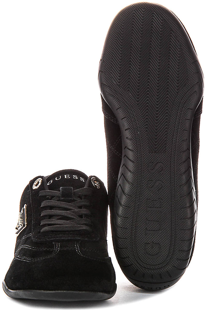 Guess Gabiey Suede Running Shoes In Black For Women